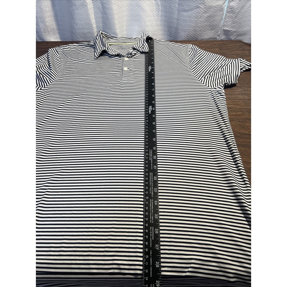 J. Crew Performance Men's Large Short Sleeve Polo Shirt Navy White Stripe - Picture 4 of 5